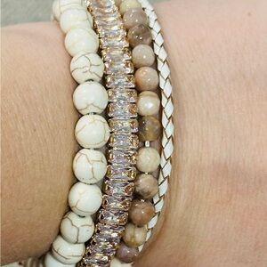 Victoria Emerson Cream and Gold Bracelet Set